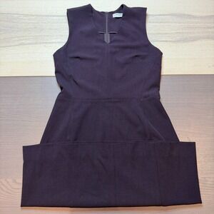 MM LaFleur Dress‎ Women 12 Office Zipper Black V Neck Preppy Minimalist